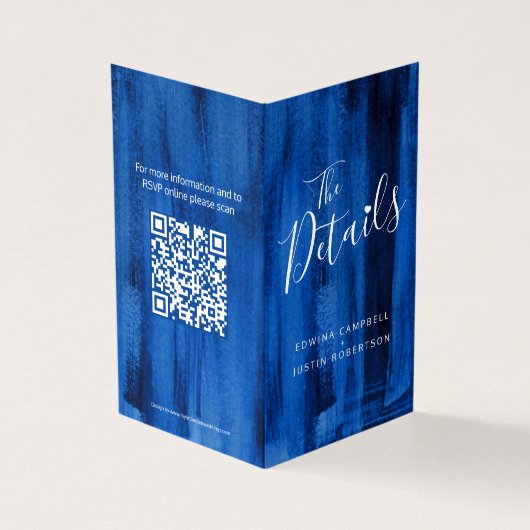 De kaart QR-code sapphire blue van de trouwgastend (Buitenkant)