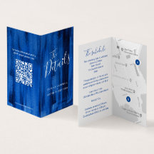 De kaart QR-code sapphire blue van de trouwgastend