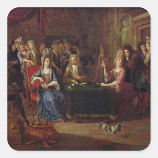De Kaart spelers, 1699 Vierkante Sticker (Voorkant)