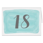 De Kaart Tabelnummer Turquoise Waterverf (Voorkant Horizontaal)