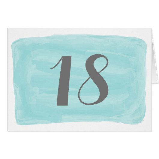 De Kaart Tabelnummer Turquoise Waterverf (Voorkant Horizontaal)