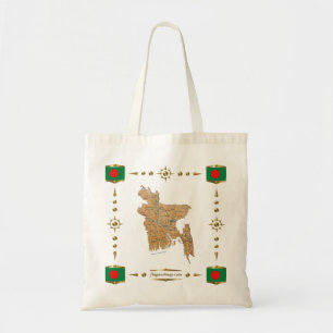 De Kaart van Bangladesh + De Zak van vlaggen Tote Bag