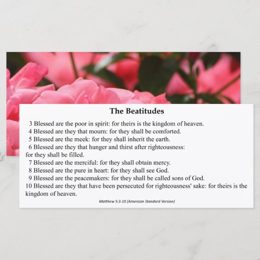 De Kaart van Beatitudes Prayer (Voorkant / Achterkant)