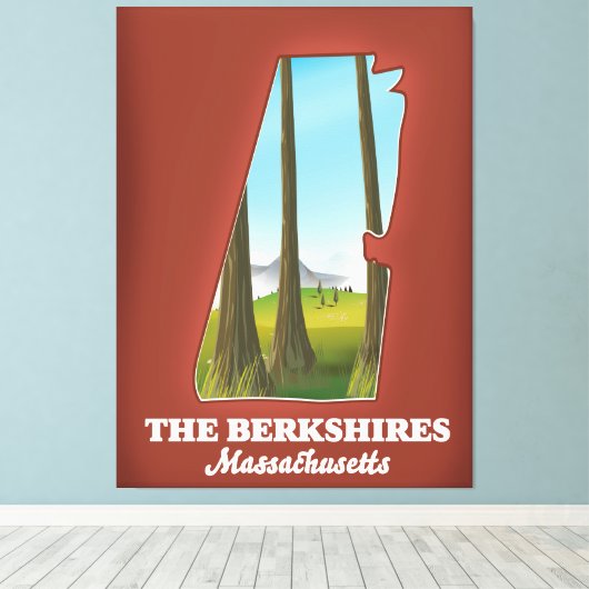 De kaart van Berkshires Massachusetts Canvas Afdruk (Insitu (Houten vloer))