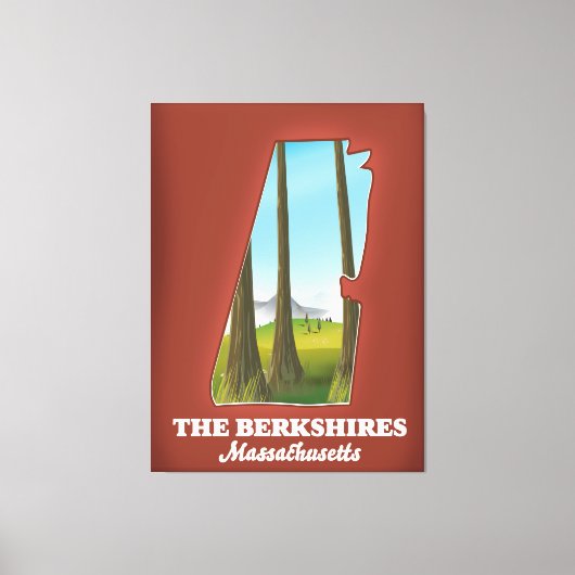 De kaart van Berkshires Massachusetts Canvas Afdruk (Voorkant)