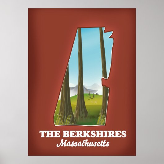 De kaart van Berkshires Massachusetts Poster (Voorkant)