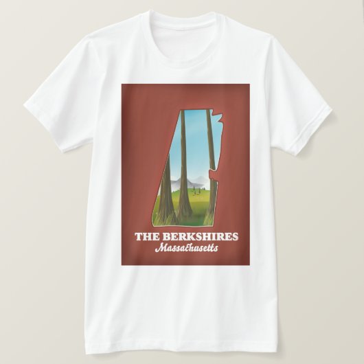 De kaart van Berkshires Massachusetts T-shirt (Design voorkant)