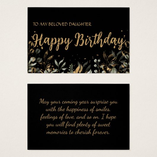 De Kaart van Birthday Greeting Elegant Black en Go (Voorkant /achterkant)