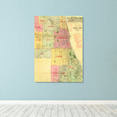 De kaart van Chicago en de omgeving van Blanchard Canvas Afdruk (Insitu (Houten vloer))