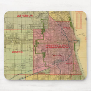 De kaart van Chicago en de omgeving van Blanchard Muismat