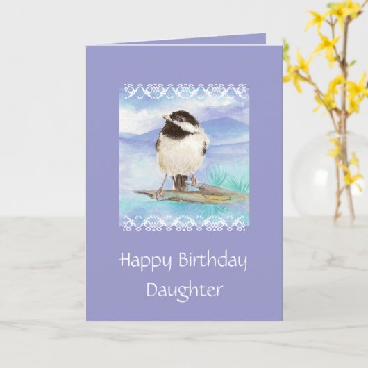 De Kaart van Chickadee van de Verjaardag van de (Gele Bloem)