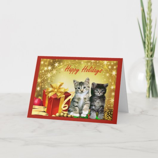 De Kaart van Chrstmas van de kat (Voorkant)