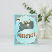 De Kaart van Connecticut met Mooie Vogels (Staand voorkant)
