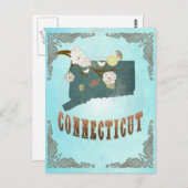 De Kaart van Connecticut met Mooie Vogels (Voorkant / Achterkant)