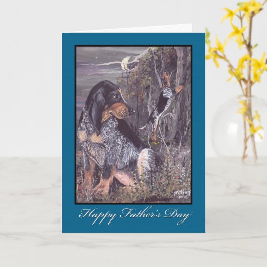 De Kaart van Coonhound Vaderdag van Bluetick (Gele Bloem)