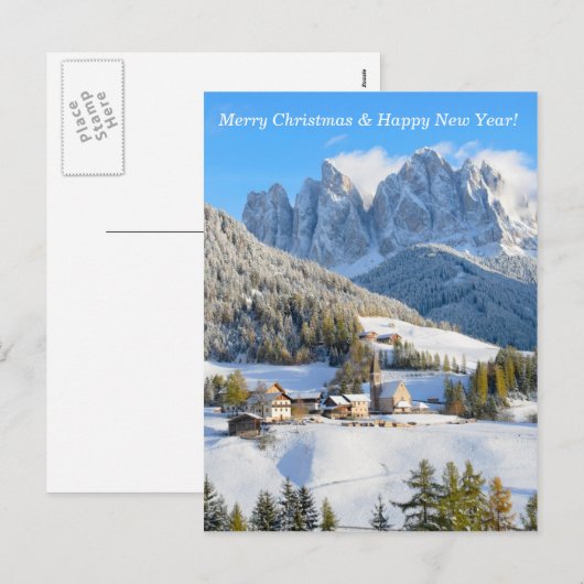 De kaart van Cristmas met alpien dorp (Voorkant / Achterkant)
