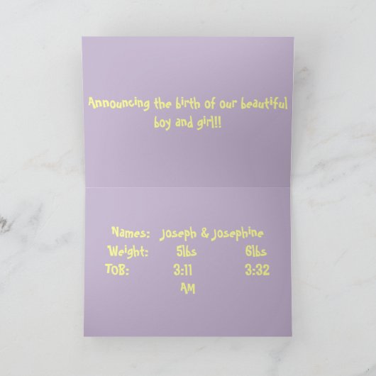 De Kaart van de Aankondiging van tweelingen (Binnen)