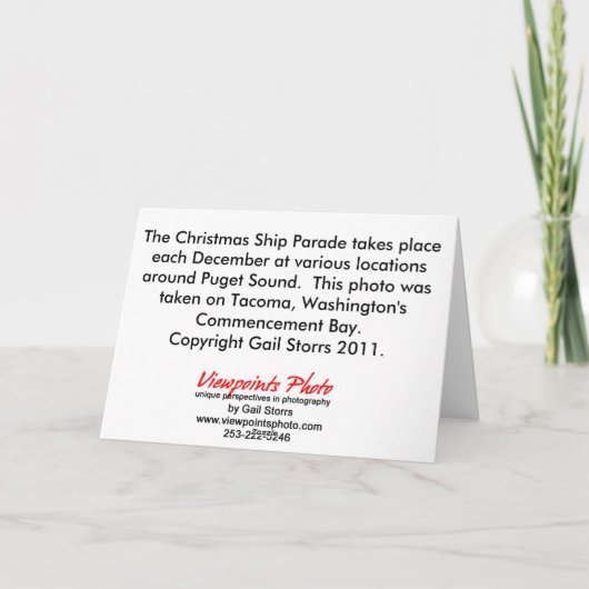 De Kaart van de Boot van Kerstmis van de vrede (Achterkant)