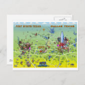 De Kaart van de Cartoon van Dallas Fort Worth (Voorkant / Achterkant)