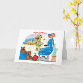 De Kaart van de cartoon van de Staat van New York (Gele Bloem)