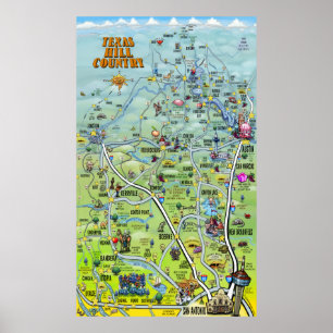 De Kaart van de Cartoon van het Land van de Heuvel Poster