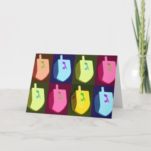 De Kaart van de Chanoeka van Dreidels (Voorkant)