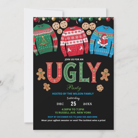 De Kaart van de Christmas Ugly Sweater Party. Lich (Voorkant)