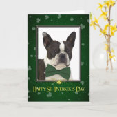 De Kaart van de Dag van Boston Terrier St. Patrick (Gele Bloem)