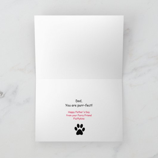 De Kaart van de Dag van vaders van de Kat (Binnen)