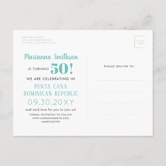 De Kaart van de Dagen van de bestemming sparen de  (Achterkant)