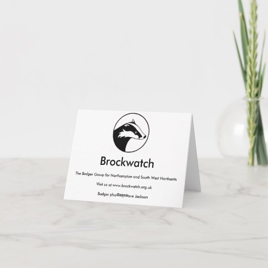 De kaart van de dassengroeten van Brockwatch (Achterkant)