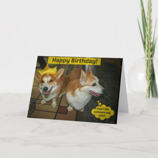 De kaart van de de cakeverjaardag van Corgi (Voorkant)