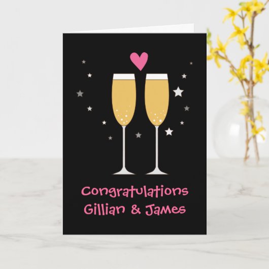 De kaart van de de champagnetoost van gelukwensen (Gele Bloem)