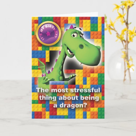 De kaart van de de draakverjaardag van Toon (Gele Bloem)