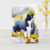 De kaart van de de waterverfnota van border collie (Gele Bloem)