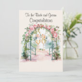 De Kaart van de felicitatie aan de Bride en de Gro (Staand voorkant)