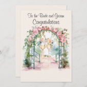 De Kaart van de felicitatie aan de Bride en de Gro (Voorkant / Achterkant)