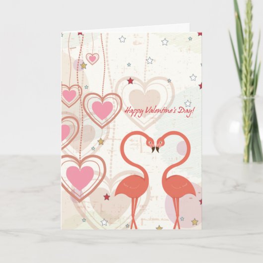 de kaart van de flamingo'sValentijnsdag (Voorkant)