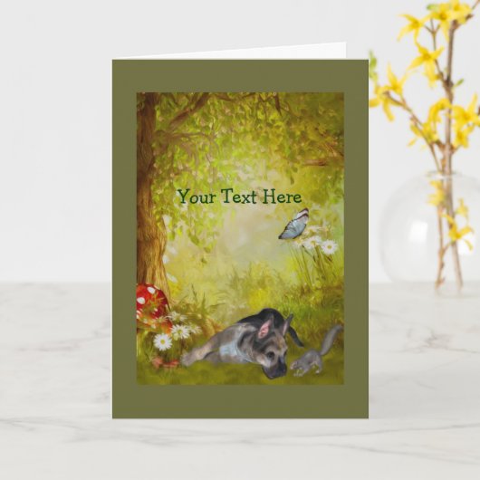 De Kaart van de Foto van de Hond van de Fantasie (Gele Bloem)