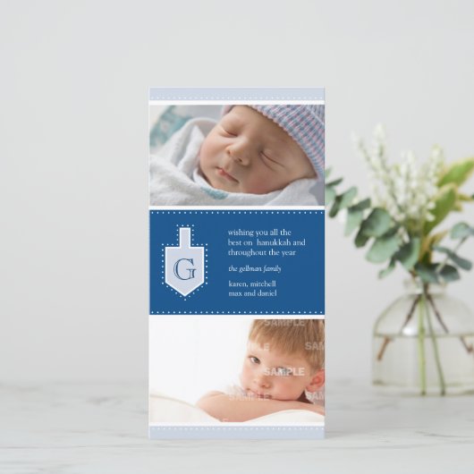 De Kaart van de Foto van Dreidel van de Chanoeka (Staand voorkant)