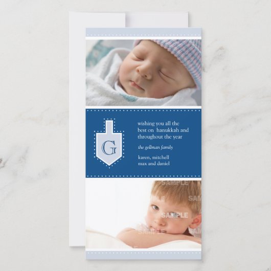 De Kaart van de Foto van Dreidel van de Chanoeka (Voorkant)