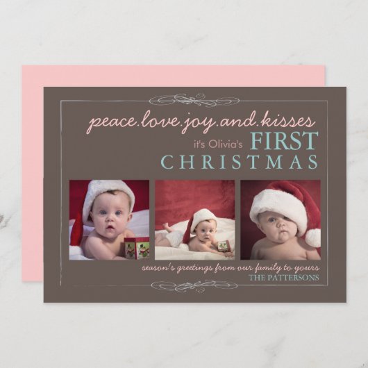 De Kaart van de Foto van Eerste Kerstmis van de (Voorkant / Achterkant)