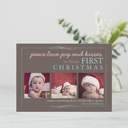 De Kaart van de Foto van Eerste Kerstmis van de (Staand voorkant)