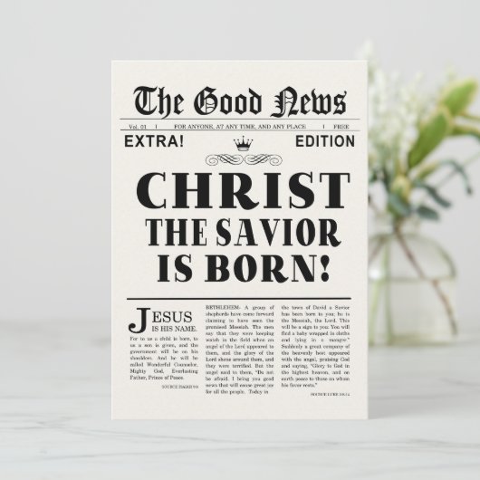 De Kaart van de Foto van Kerstmis van de Krantekop (Staand voorkant)