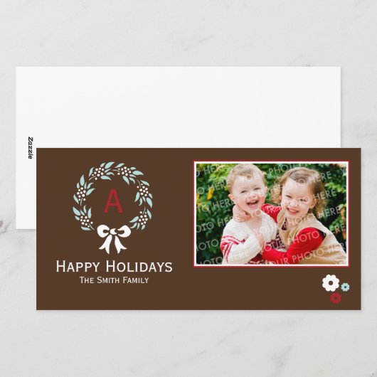 De Kaart van de Foto van Kerstmis van de Kroon van (Voorkant / Achterkant)