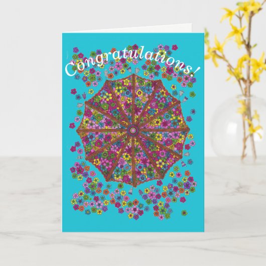 De Kaart van de Gelukwensen van de Parasol van de (Gele Bloem)