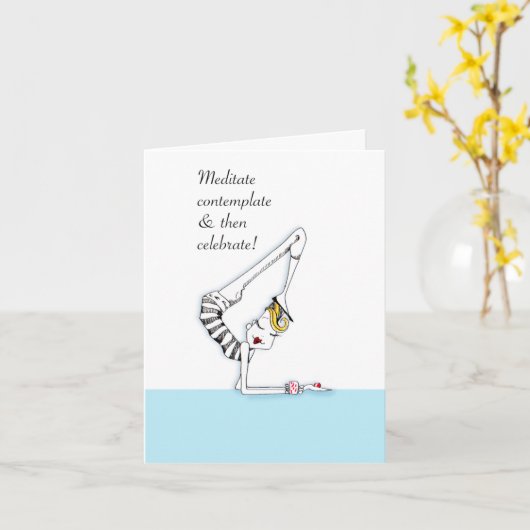 De kaart van de Humor van de yoga geschikt om te (Gele Bloem)