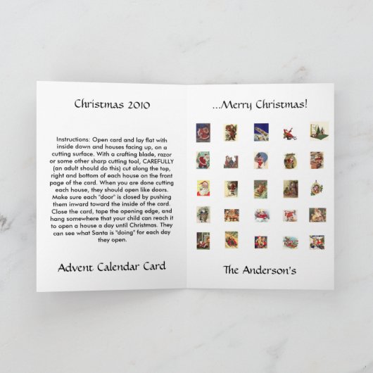 De Kaart van de Kalender van de Komst van Kerstmis (Binnen)