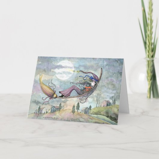 De Kaart van de Kat van de Heks van Halloween door (Voorkant)