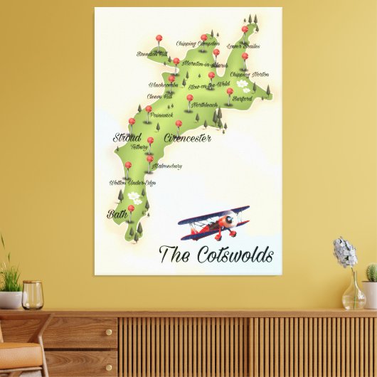 De kaart van de Katoen Canvas Afdruk (Insitu (Woonkamer))